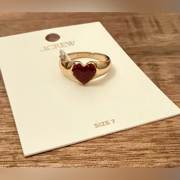 J. Crew Gold Ring with Heart Stone - Picture 2 of 4